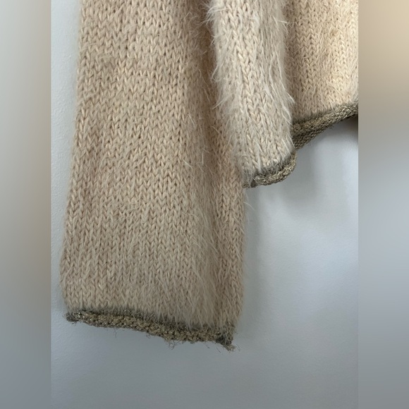 Ramy Brook Sweater Wool Blend cream gold wide sleeves New York Top Luxury L - Picture 6 of 10